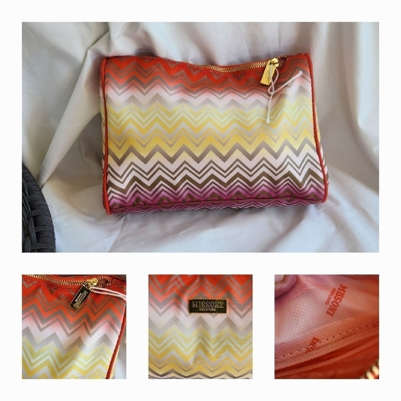 Missoni  Chevron Print Tote Makeup Travel Top Zip Bag - Picture 1 of 1
